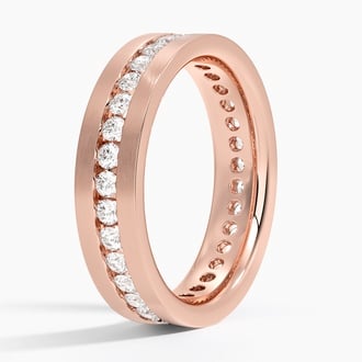 Mojave Matte Channel Set Lab Diamond 5.5mm Wedding Ring in 14K Rose Gold