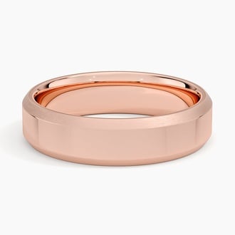 Brushed Edge Bevel 5.5mm Wedding Ring in 14K Rose Gold