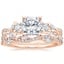 14K Rose Gold Three Stone Luxe Willow Diamond Ring with Luxe Winding Willow Diamond Ring