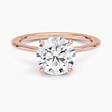 14K Rose Gold Petite Secret Halo Diamond Ring