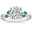 18K White Gold Willow Ring With Lab Emerald Accents, smalltop view