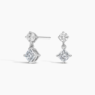 Diamond Drop Earrings in 18K White Gold