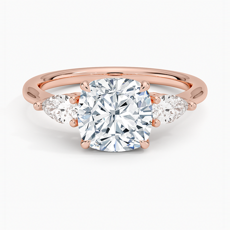 14K Rose Gold Opera Three Stone Diamond Ring