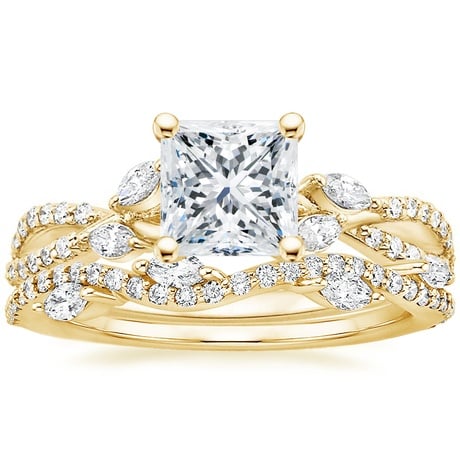 18K Yellow Gold Luxe Willow Diamond Ring (1/4 ct. tw.) with Luxe Winding Willow Diamond Ring (1/4 ct. tw.)