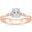 14K Rose Gold Nadia Diamond Ring with Petite Curved Wedding Ring