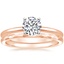 14K Rose Gold Four-Prong Petite Comfort Fit Ring with Matte Hammered Petite Comfort Fit Wedding Ring