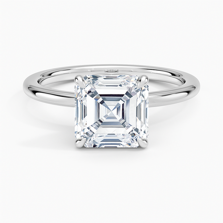 18K White Gold Hidden Heart Solitaire Ring