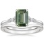 18K White Gold Nadia Diamond Ring with Petite Curved Wedding Ring
