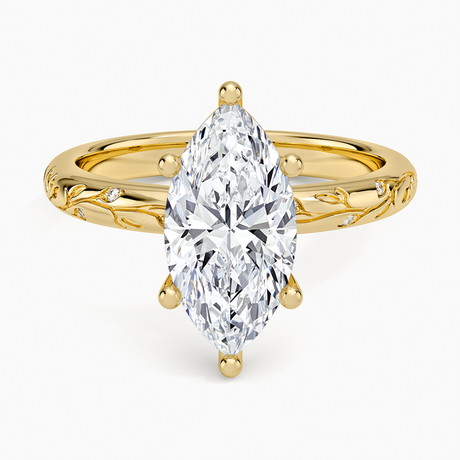 Verdure Engraved Diamond Solitaire Ring