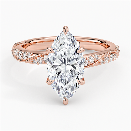 14K Rose Gold Camellia Hidden Accent 2.5mm Diamond Ring
