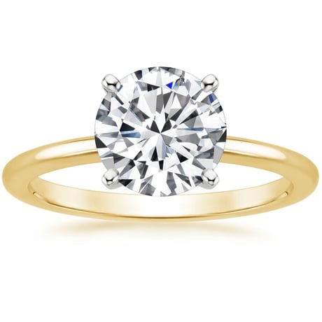 18K Yellow Gold Four-Prong Petite Comfort Fit Ring with Whisper Eternity Diamond Ring