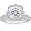 18KW Moissanite Reina Diamond Ring with Versailles Diamond Ring (3/8 ct. tw.), smalltop view
