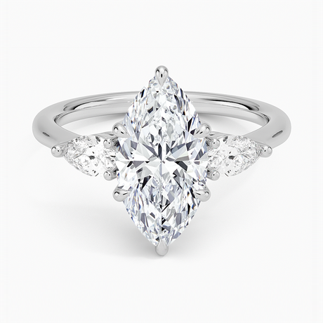 18K White Gold Opera Three Stone Diamond Ring