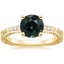 18K Yellow Gold Delicate Antique Scroll Diamond Ring, smalltop view