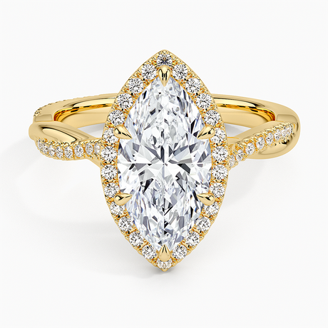 18K Yellow Gold Petite Twisted Vine Halo Diamond Ring (1/4 ct. tw.)
