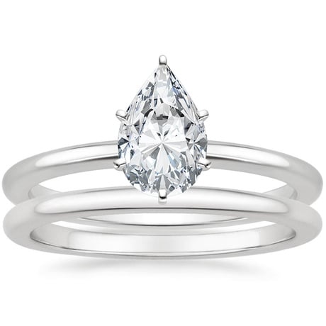 18K White Gold Six-Prong Petite Comfort Fit Bridal Set