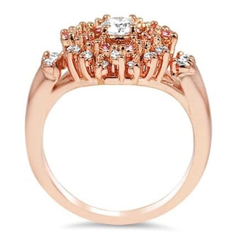 Custom Diamond and Pink Sapphire Retro Recreation Ring