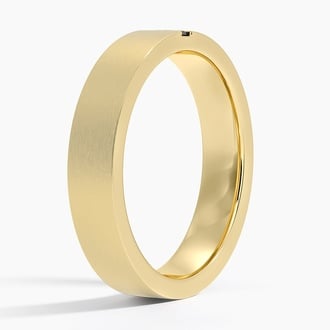 Apollo Black Diamond 4.5mm Wedding Ring in 18K Yellow Gold
