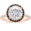 14K Rose Gold Waverly Halo Diamond Ring with Black Diamond Accents, smalltop view