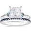 Platinum Camellia Indigo Milgrain Ring with Luxe Ballad Sapphire Ring