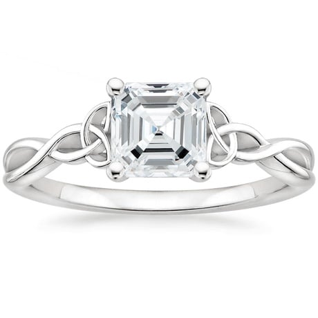 18K White Gold Entwined Celtic Love Knot Ring with Celtic Knot Diamond Ring