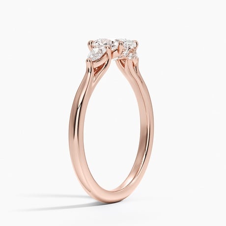 14K Rose Gold Floating Three Stone Pear Diamond Ring