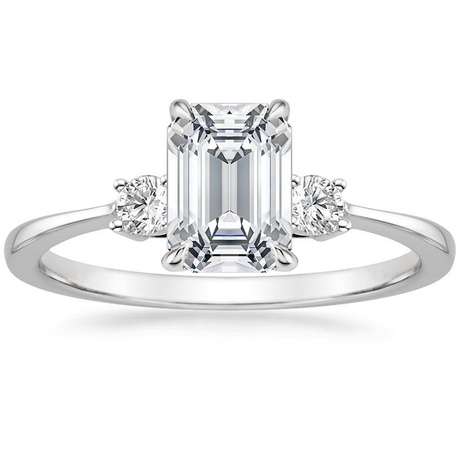 18K White Gold Selene Diamond Ring with Petite Curved Diamond Ring