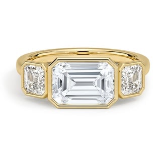 Custom East-West Bezel Three Stone Diamond Ring