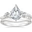 18K White Gold Arden Diamond Ring with Petite Curved Wedding Ring
