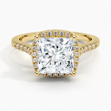 18K Yellow Gold Odessa Halo Diamond Ring (1/5 ct. tw.)