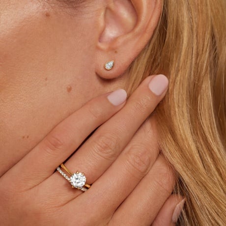 Pear Shaped Lab Diamond Bezel Stud Earrings