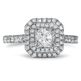 Custom Radiant Cut Double Halo Diamond Ring