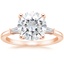 14K Rose Gold Tapered Baguette Three Stone Diamond Ring, smalltop view