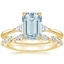 18KY Aquamarine Aria Diamond Ring (1/10 ct. tw.) with Versailles Diamond Ring (3/8 ct. tw.), smalltop view