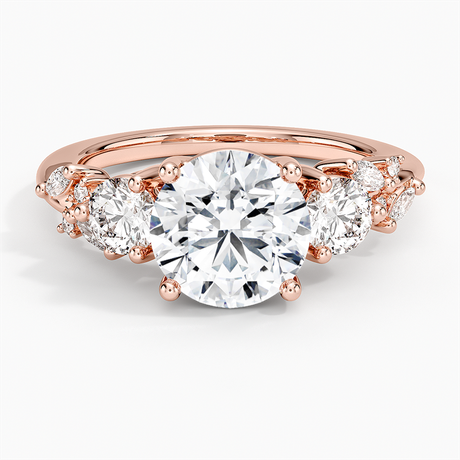 14K Rose Gold Arden Three Stone Diamond Ring
