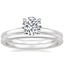 18K White Gold Floral Lattice Ring with Petite Comfort Fit Wedding Ring