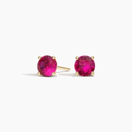 Lab Ruby Solitaire Stud Earrings