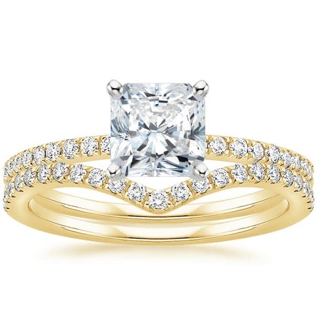 18K Yellow Gold Ballad Diamond Ring (1/8 ct. tw.) with Flair Diamond Ring (1/6 ct. tw.)