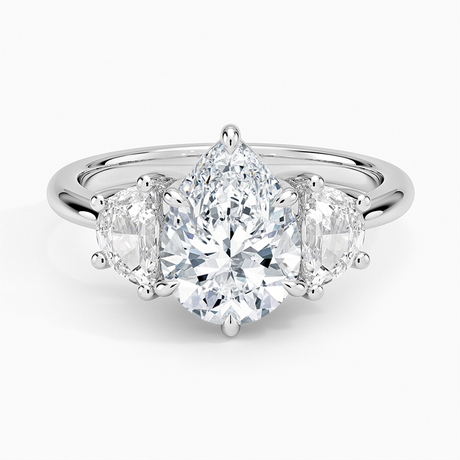 Half Moon Three Stone Diamond Ring