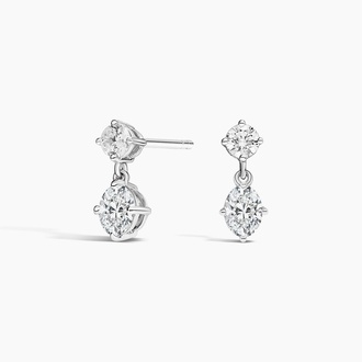 Diamond Drop Earrings in 18K White Gold