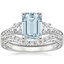 18KW Aquamarine Antique Scroll Three Stone Trellis Diamond Bridal Set, smalltop view