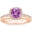 14K Rose Gold Halo Diamond Ring with Side Stones (1/3 ct. tw.) with Petite Comfort Fit Wedding Ring