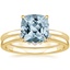 18KY Aquamarine Elodie Ring with Crescent Diamond Ring, smalltop view