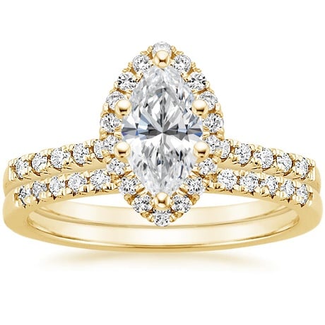 18K Yellow Gold Odessa Diamond Ring (1/5 ct. tw.) with Sonora Diamond Ring (1/8 ct. tw.)