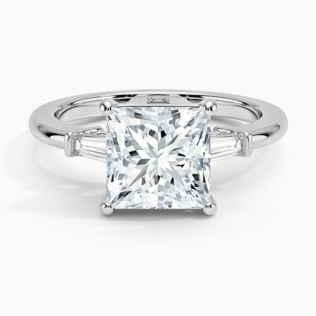 18K White Gold Symphony Tapered Baguette Three Stone Diamond Ring (1/5 ct. tw.)