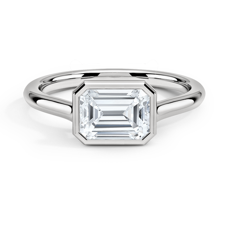 18K White Gold Luna East-West Bezel Solitaire Ring