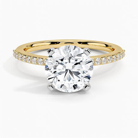 18K Yellow Gold Delicate Shared Prong Diamond Ring