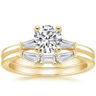 18K Yellow Gold Tapered Baguette Diamond Bridal Set