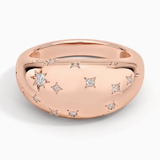 Gemini Zodiac Constellation Diamond Dome Ring