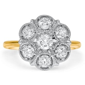 Custom Two Tone Cluster Diamond Ring with Infinity Design